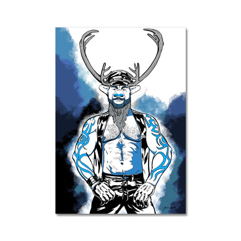 Reindeer Blue Fine Art Print