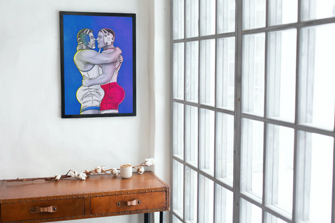The Embrace of Gay Wrestlers Framed & Mounted Print
