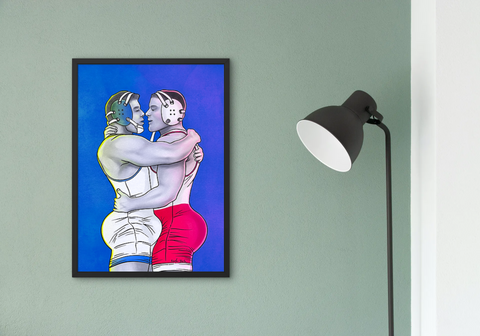 The Embrace of Gay Wrestlers - Homoerotic Wall Art